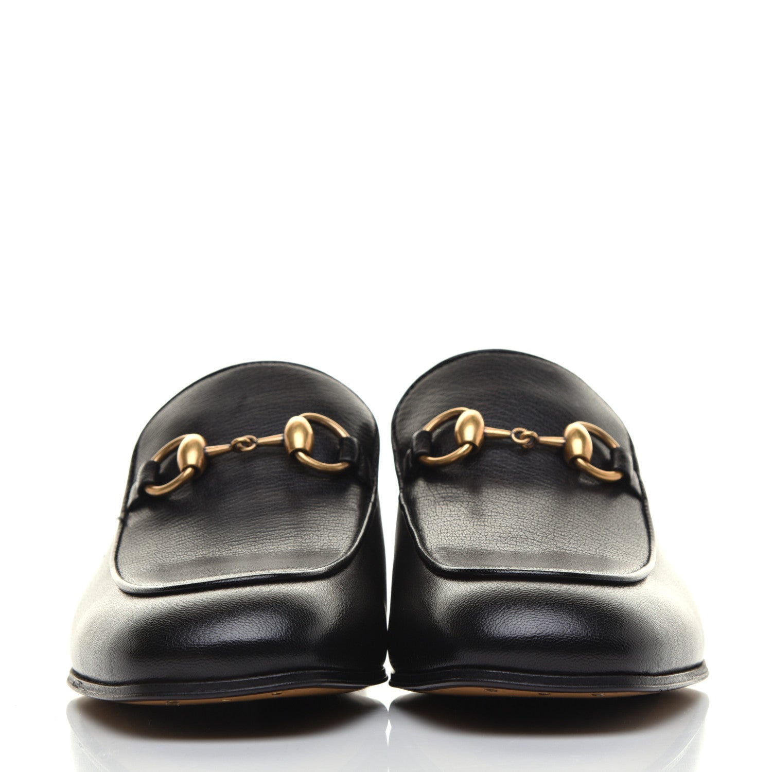 Gucci Goatskin Womens Horsebit Mid-Heel Loafers 38.5 Black 2 of 8