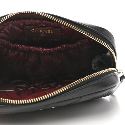 Chanel Lambskin Quilted Small Curvy Pouch Cosmetic Case Black 5 of 8