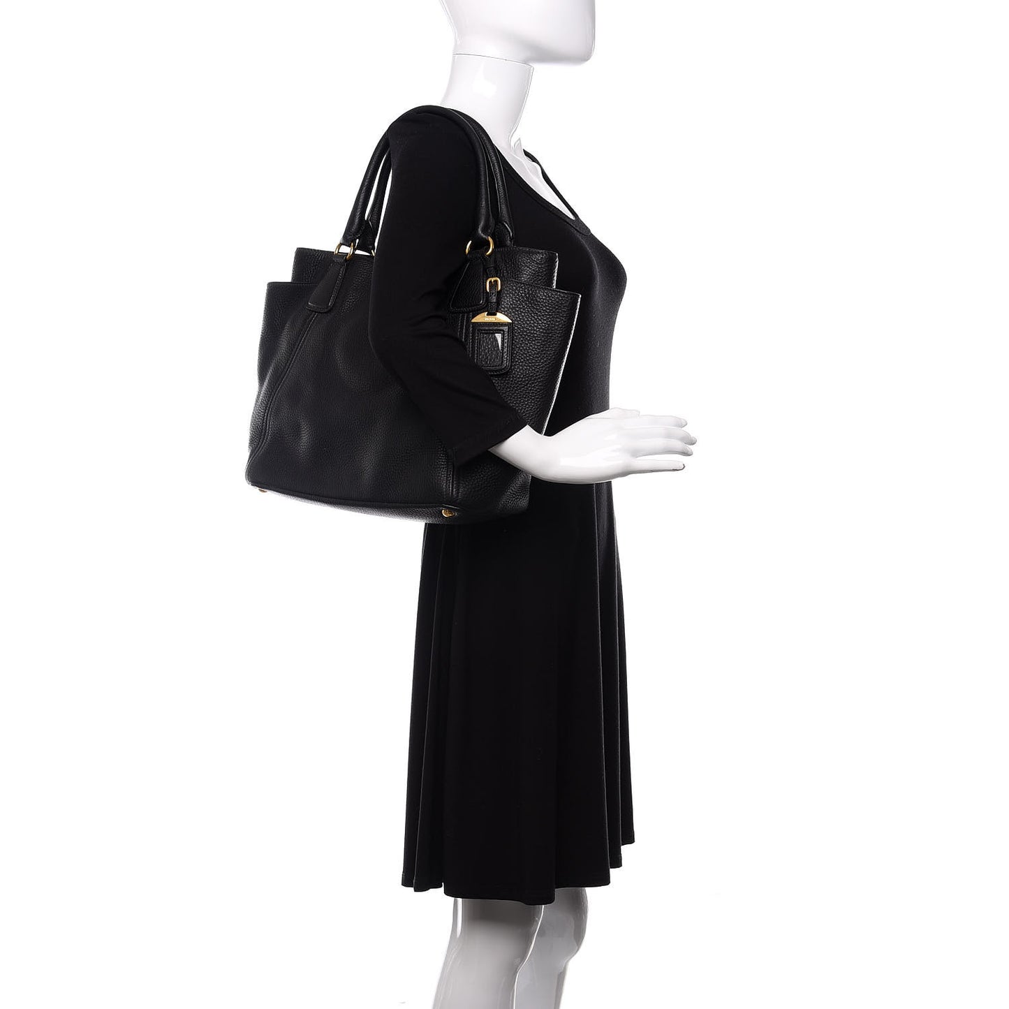 Vitello Daino Side Pocket Tote Black
