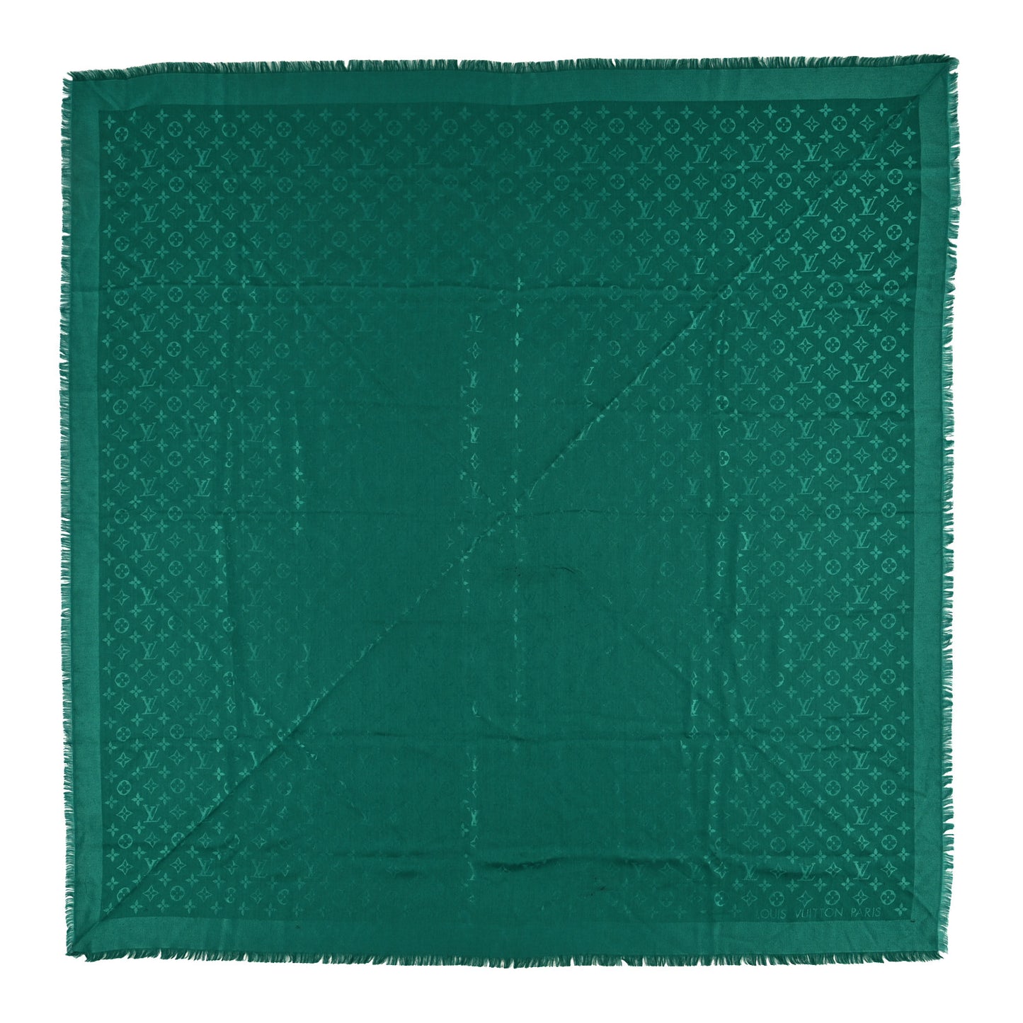 Silk Wool Monogram Shawl Green