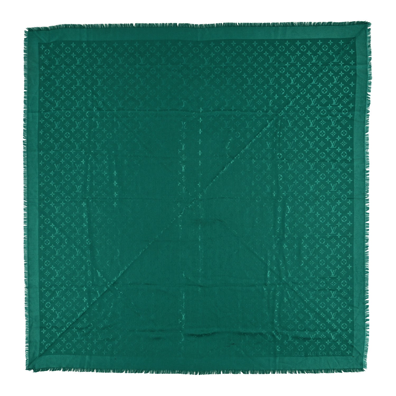 Louis Vuitton Silk Wool Monogram Shawl Green 1 of 4