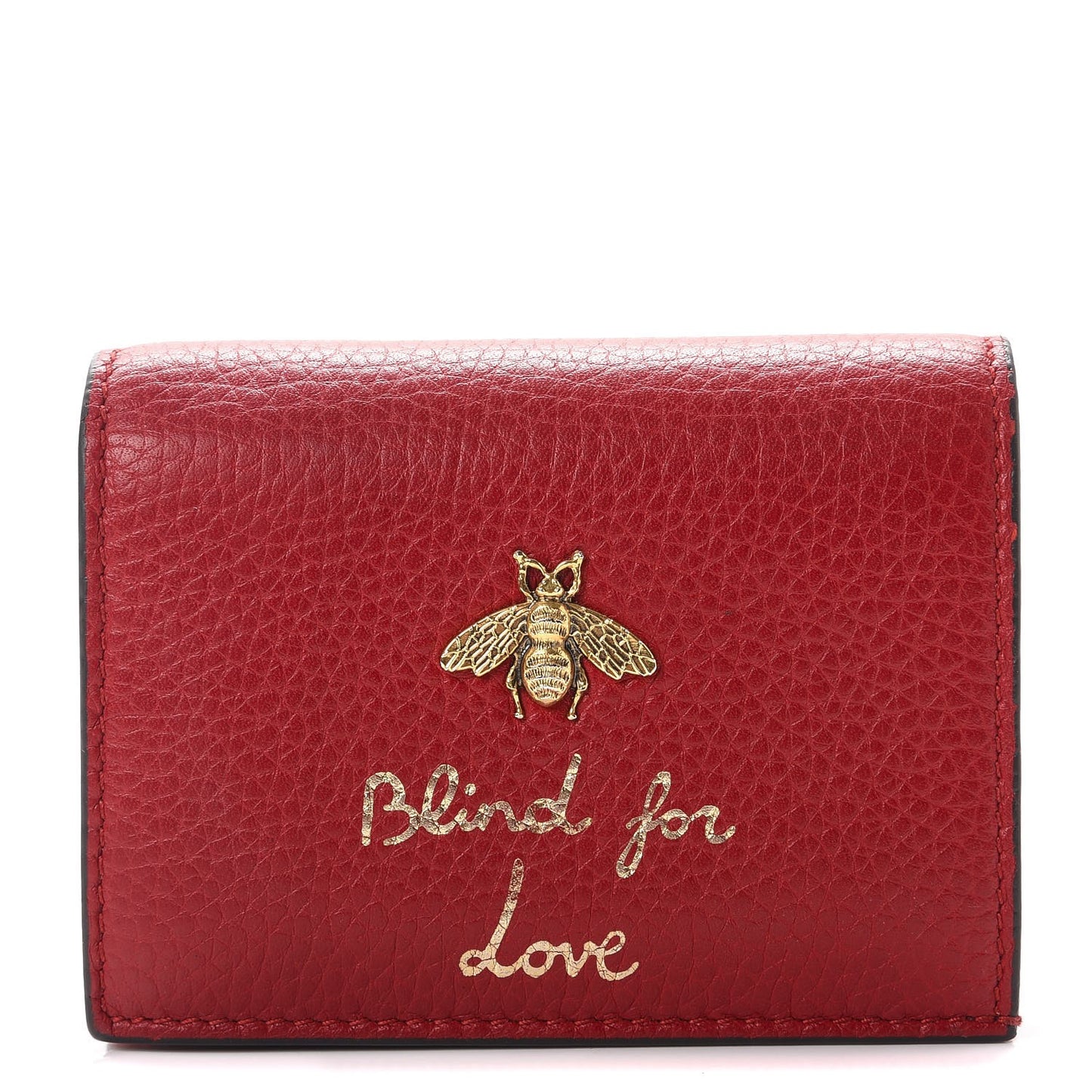 Pebbled Calfskin Animalier Card Case Red