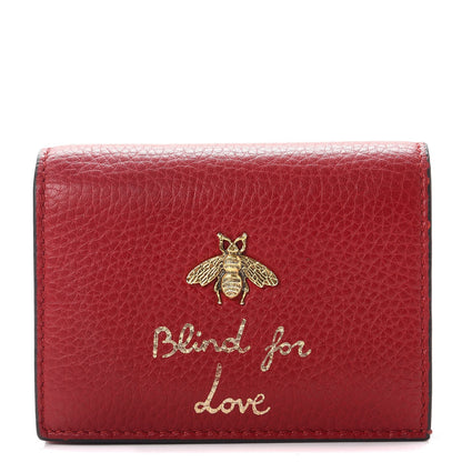 Gucci Pebbled Calfskin Animalier Card Case Red 1 of 7
