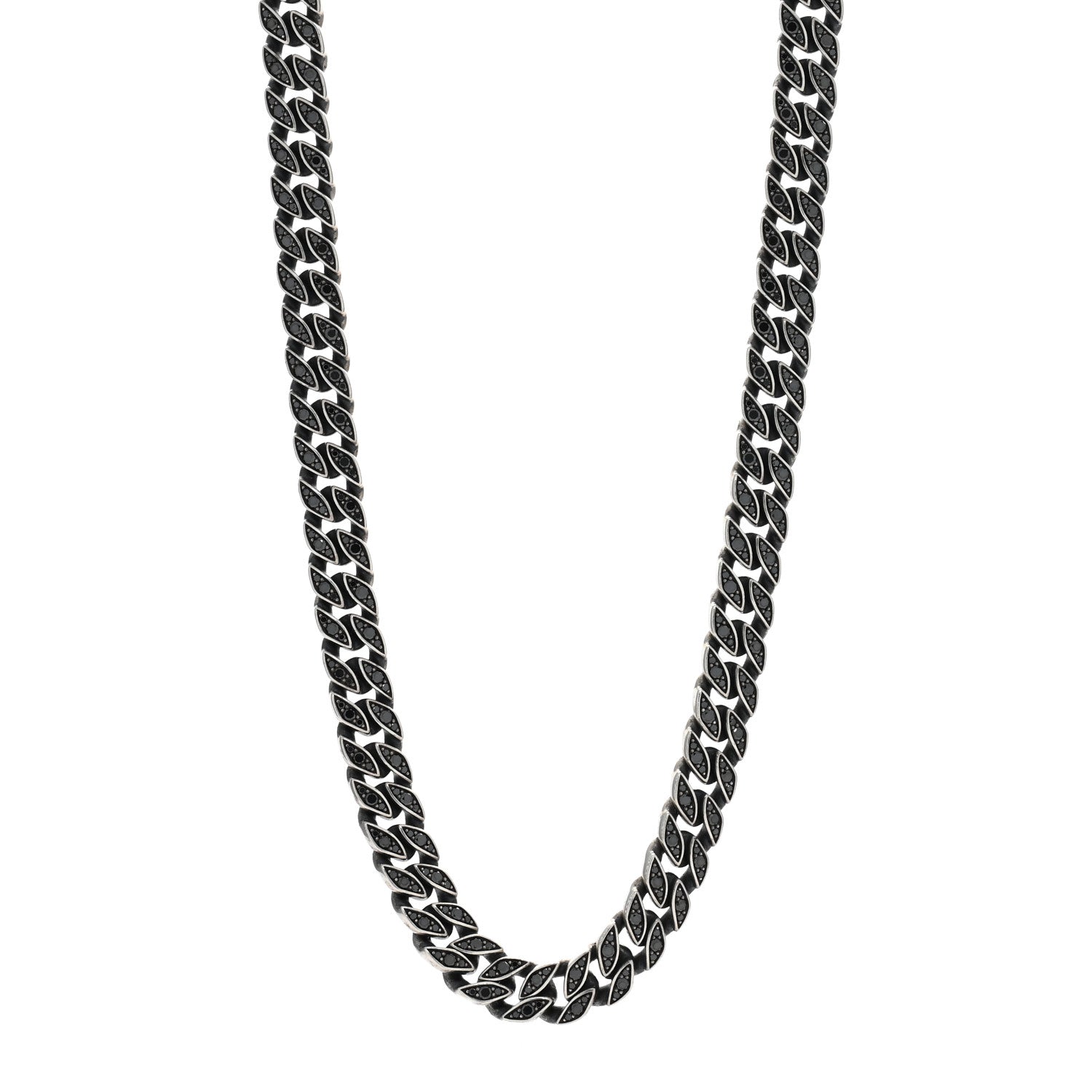 David Yurman Sterling Silver Black Diamond 11.5mm Curb Chain Necklace 24" 1 of 4