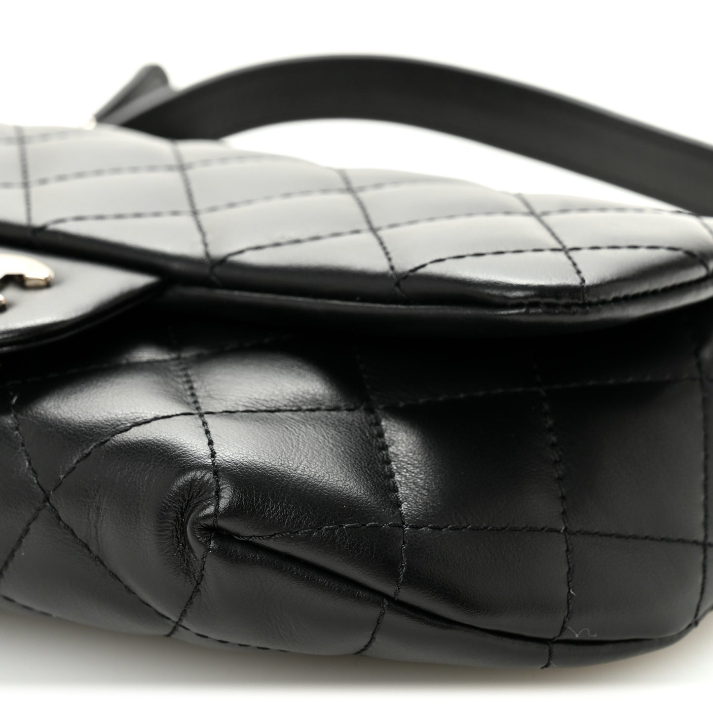 Calfskin Quilted CC Uniform Flap Belt Bag Black
