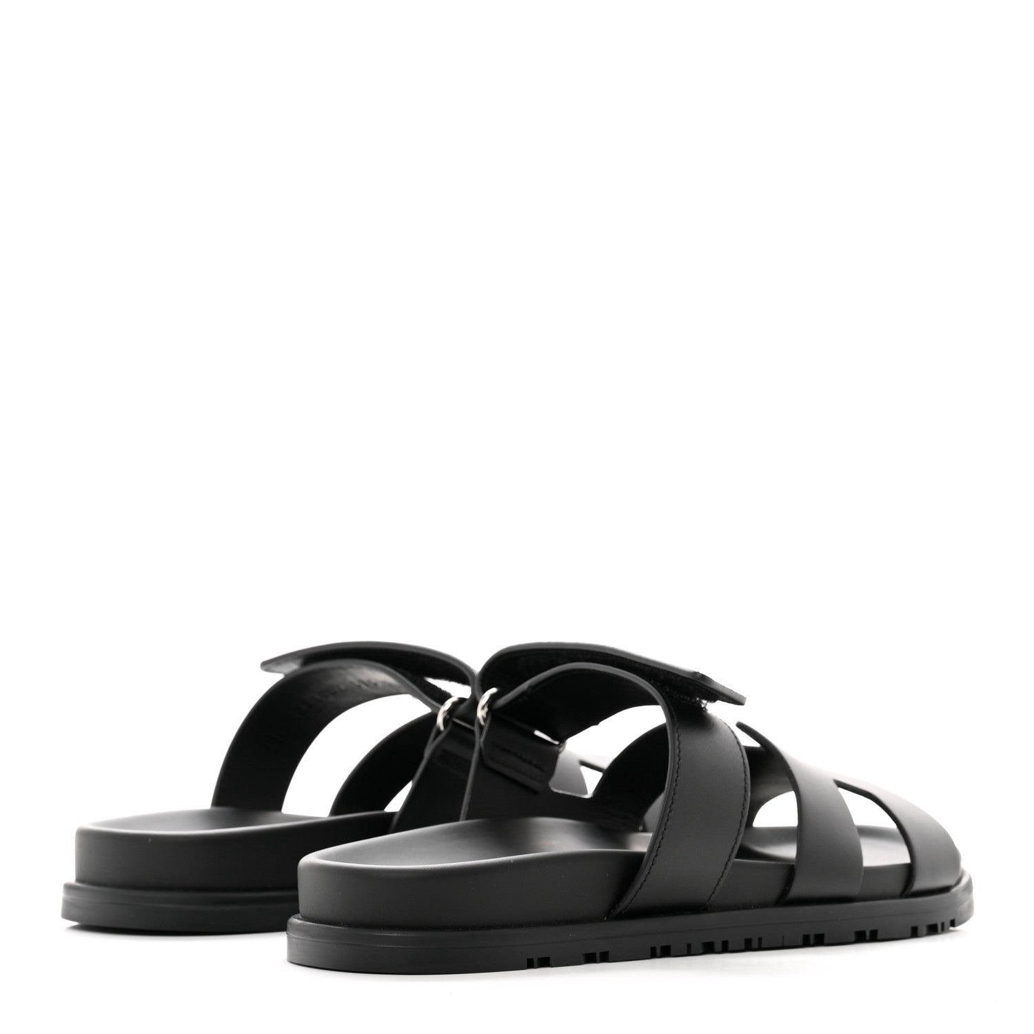 Hermes Calfskin Womens Chypre Sandals 37.5 Black 4 of 9