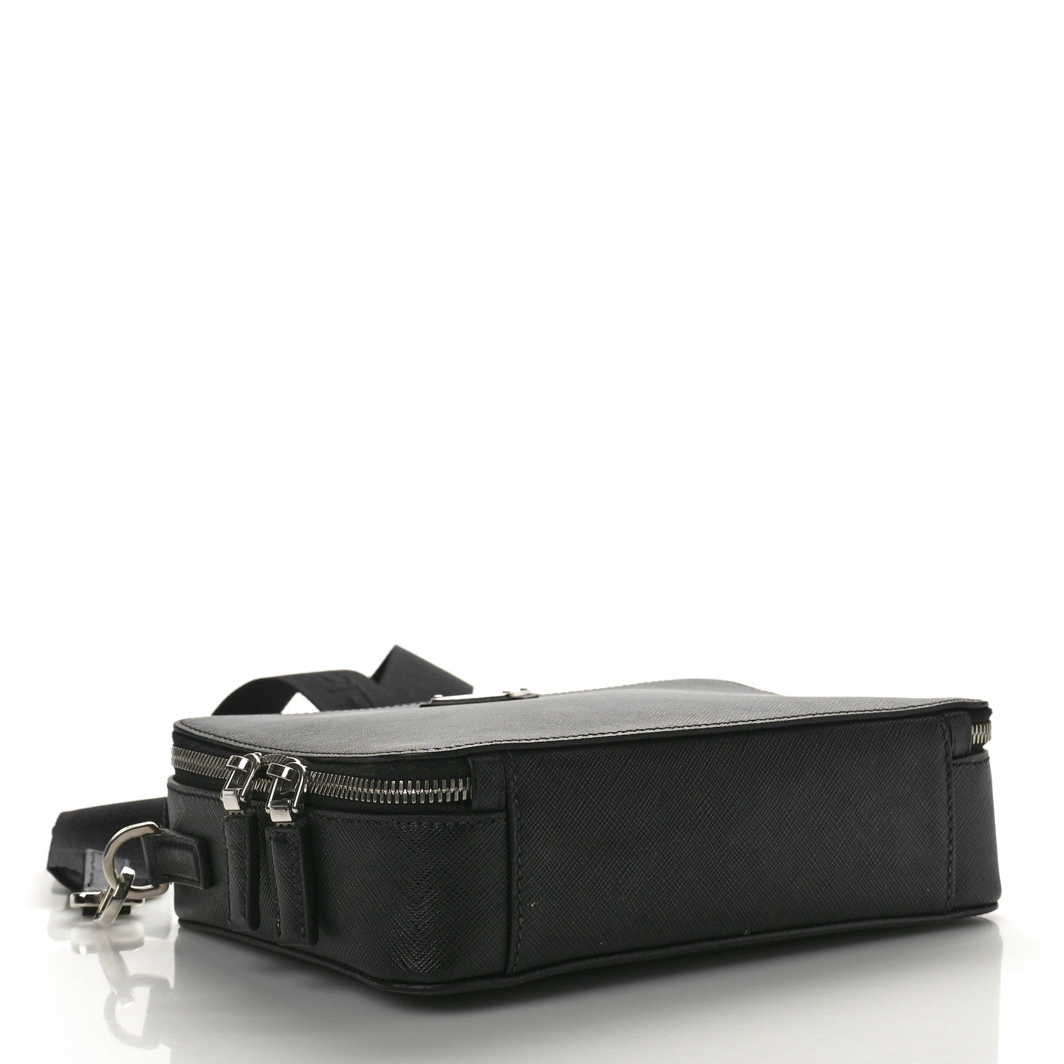 Prada Saffiano Travel Medium Brique Crossbody Bag Black 4 of 9