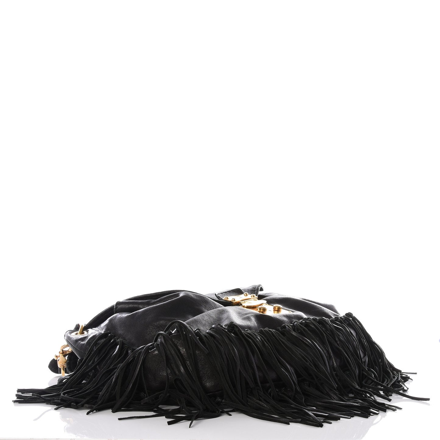 Nappa Fringe Hobo Black
