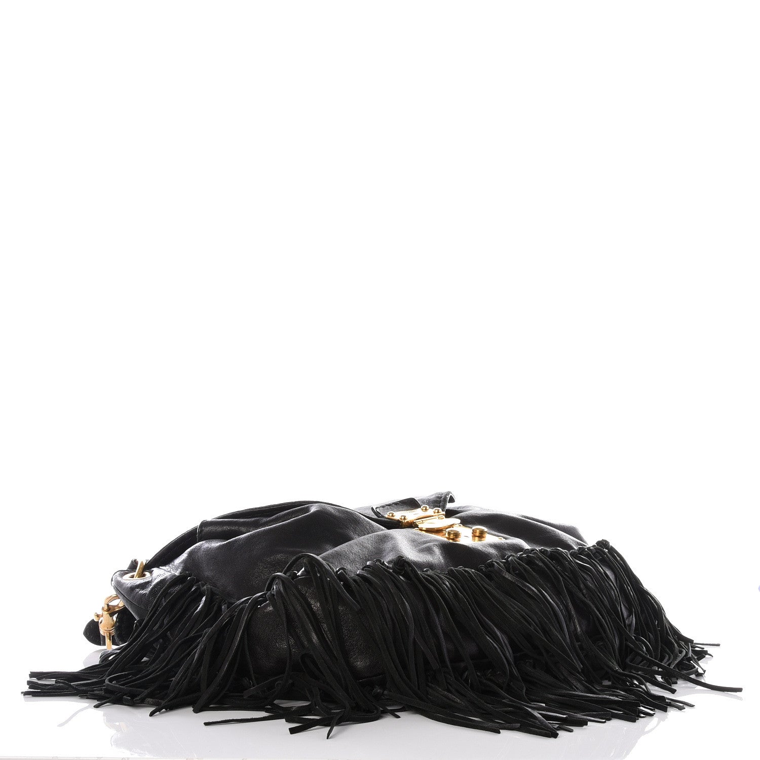 Miu Miu Nappa Fringe Hobo Black 3 of 19