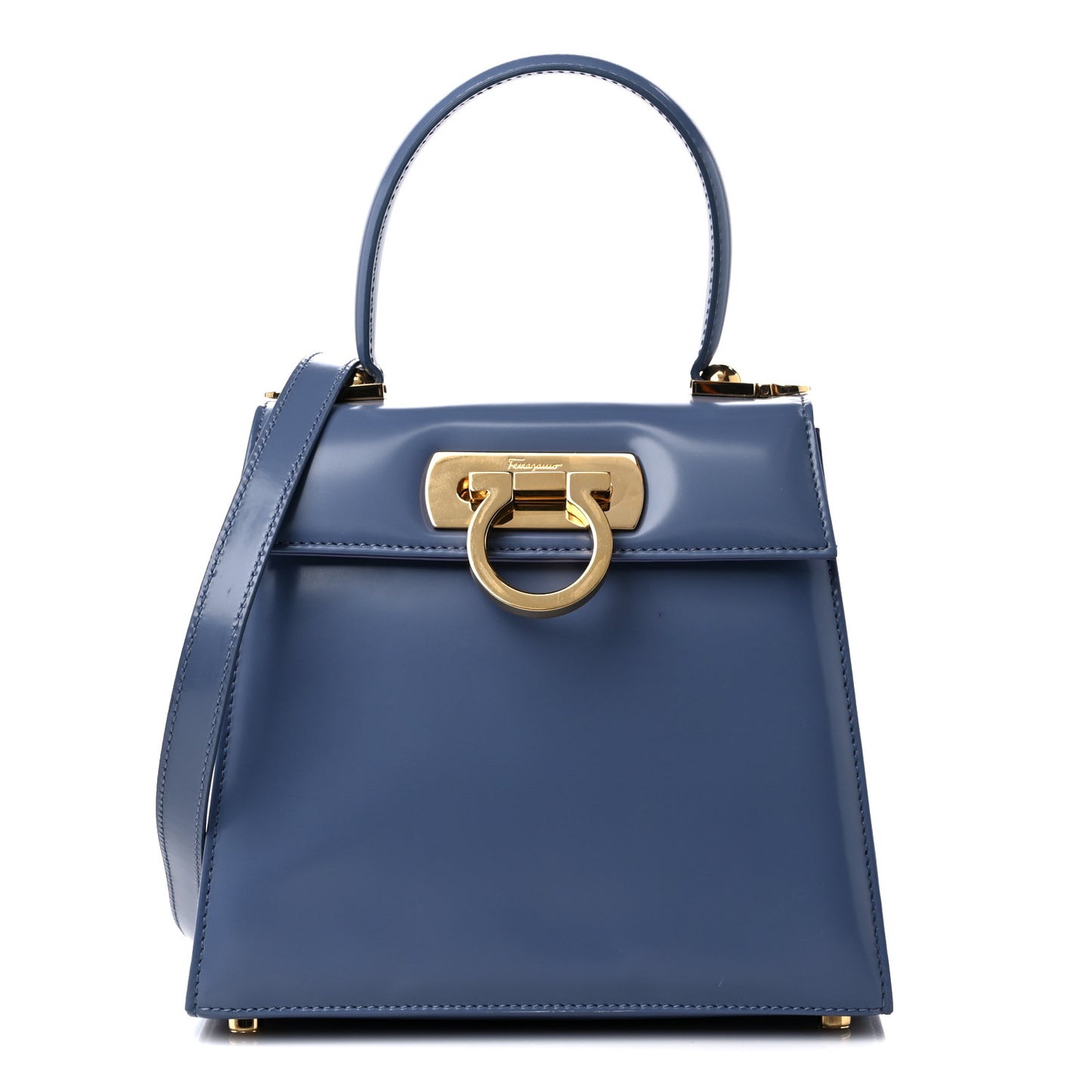 Brushed Off Calfskin Small Iconic Top Handle Bag Light Blue