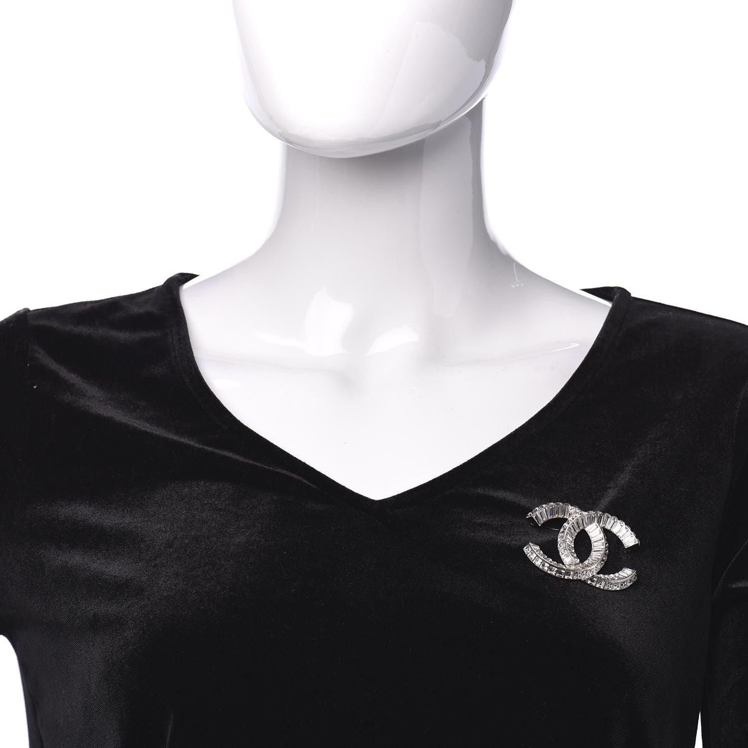 Chanel Baguette Crystal CC Brooch Silver 2 of 5