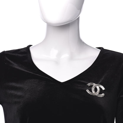 Chanel Baguette Crystal CC Brooch Silver 2 of 5