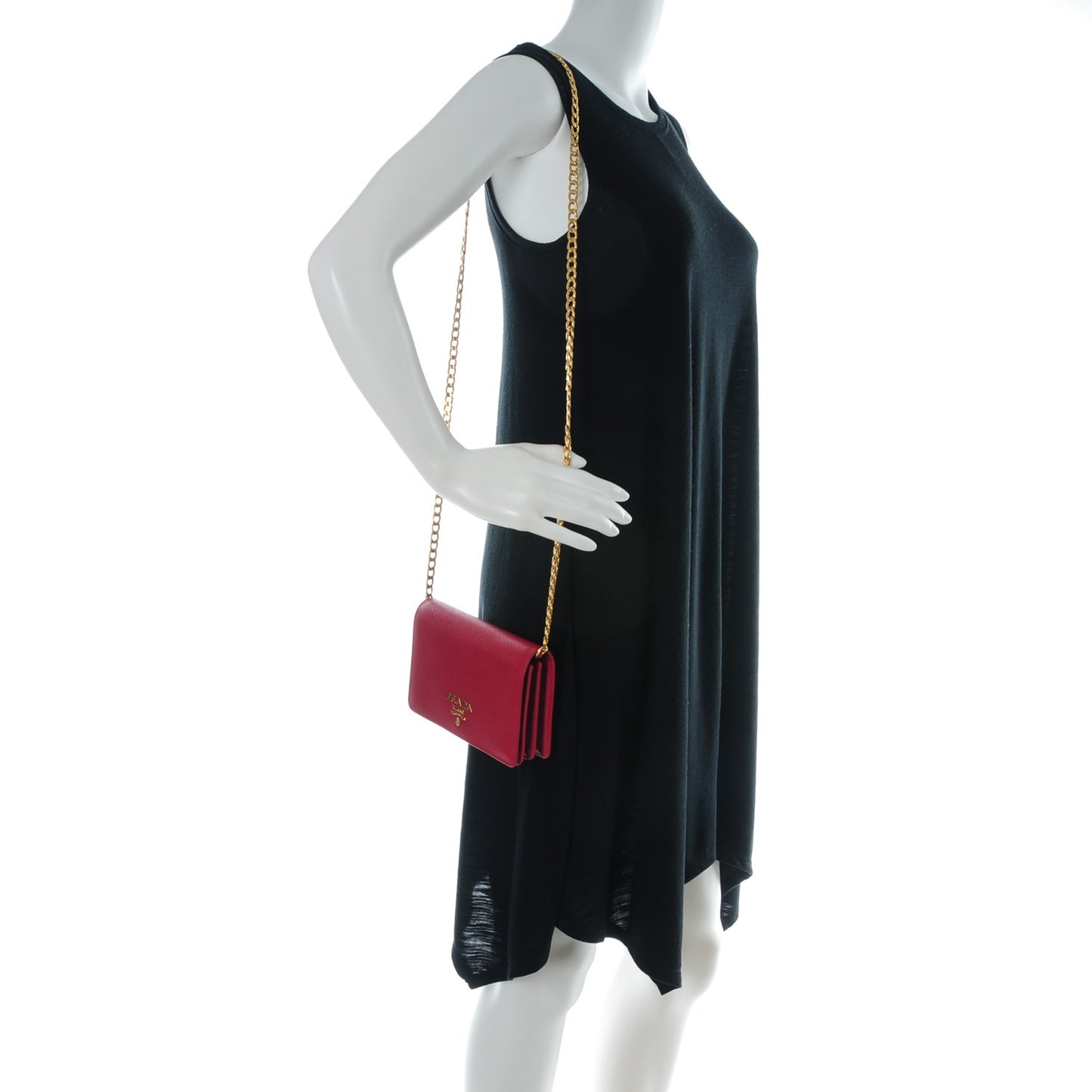 Saffiano Lux Chain Wallet Fuoco