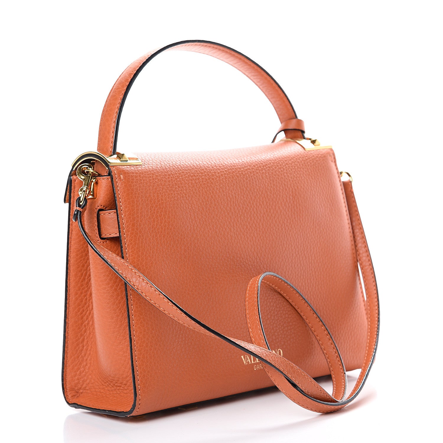 Valentino Garavani Grainy Calfskin Small My Rockstud Frame Bag Orange 2 of 15