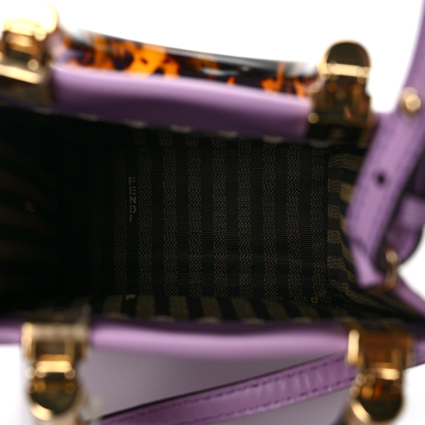 Vitello King Plexiglass Logo Embossed Mini Fendi Sunshine Shopper Tote Lavanda