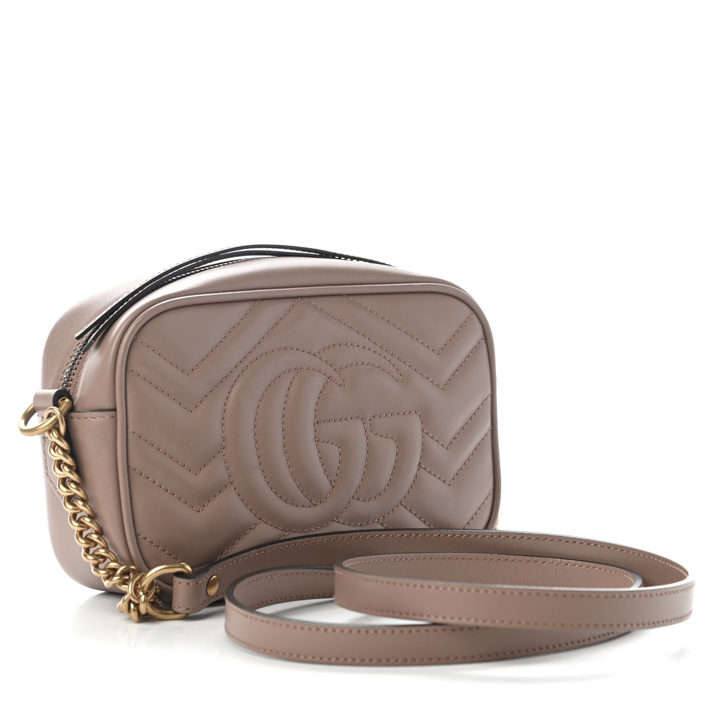 Calfskin Matelasse Mini GG Marmont Chain Shoulder Bag Porcelain Rose