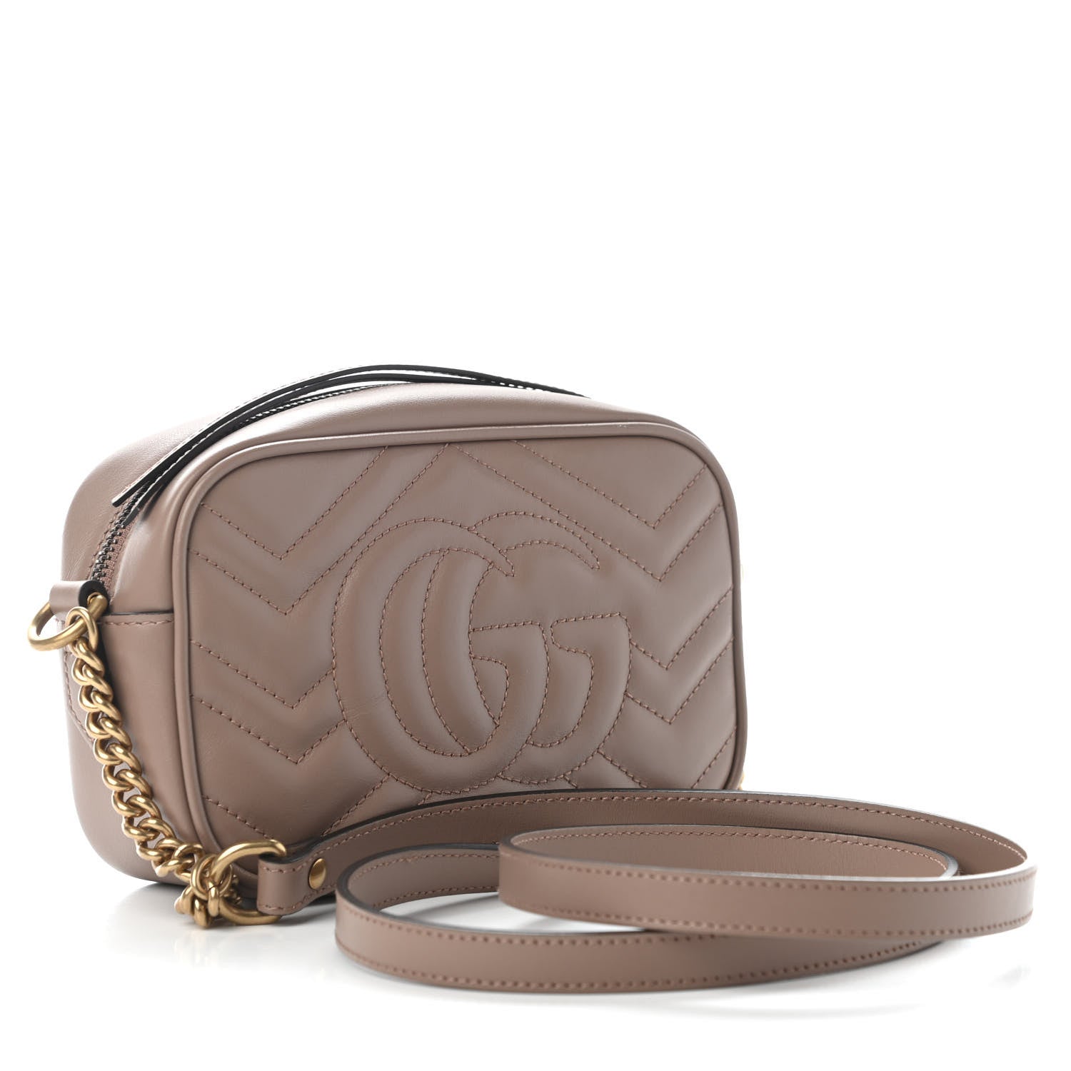 Gucci Calfskin Matelasse Mini GG Marmont Chain Shoulder Bag Porcelain Rose 3 of 9