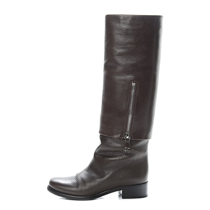 Chanel Calfskin High Boots 38 Dark Brown 1 of 15