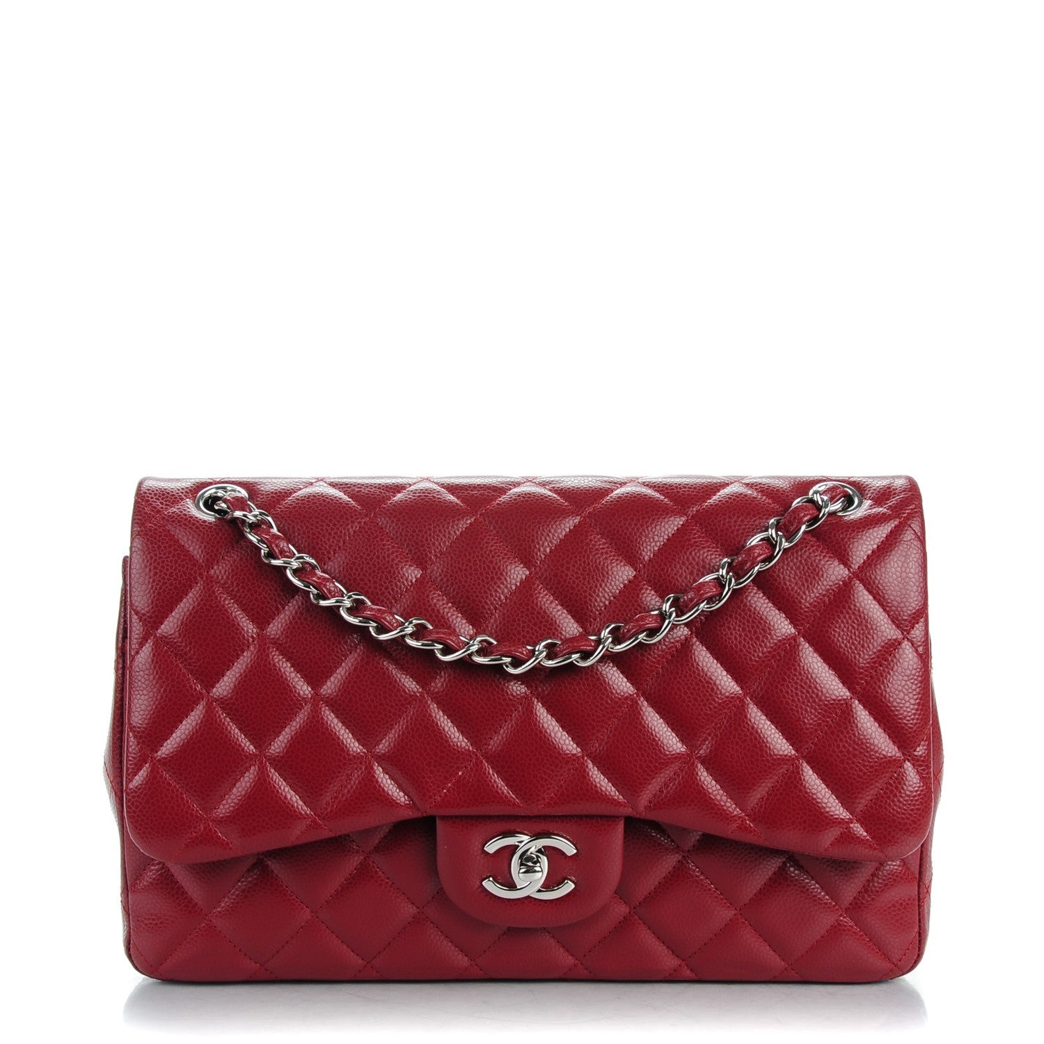 Chanel Caviar Quilted Jumbo Double Flap Dark Red 1 of 9