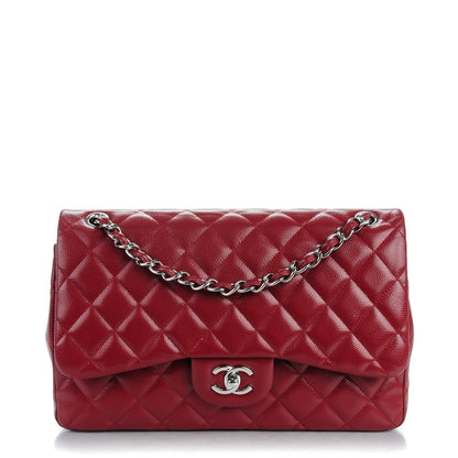 Chanel Caviar Quilted Jumbo Double Flap Dark Red 1 of 9