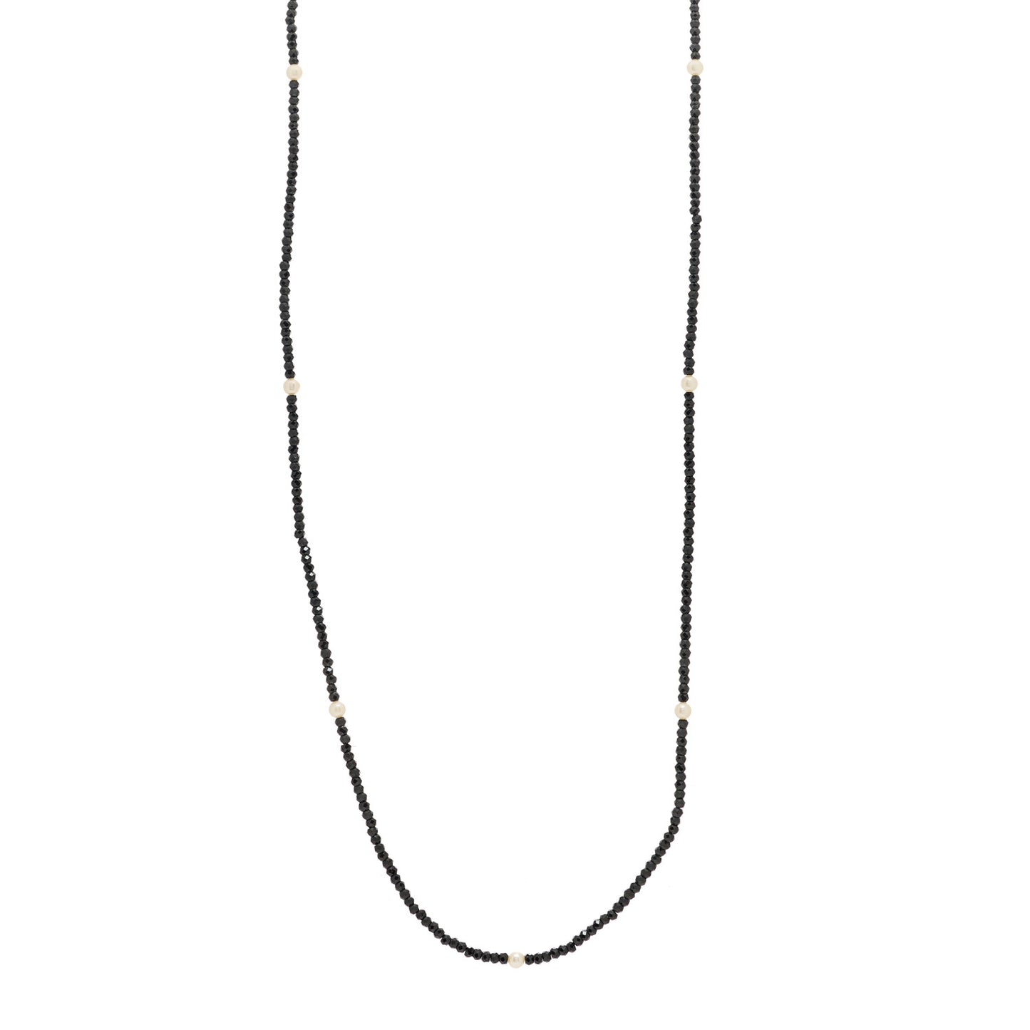 Sterling Silver Black Spinel Pearl Ziegfeld Bead Necklace