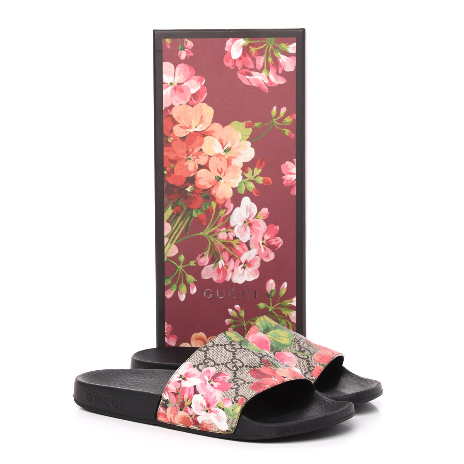 Gucci GG Supreme Monogram Blooms Slide Sandals 36 Beige Multicolor 8 of 8