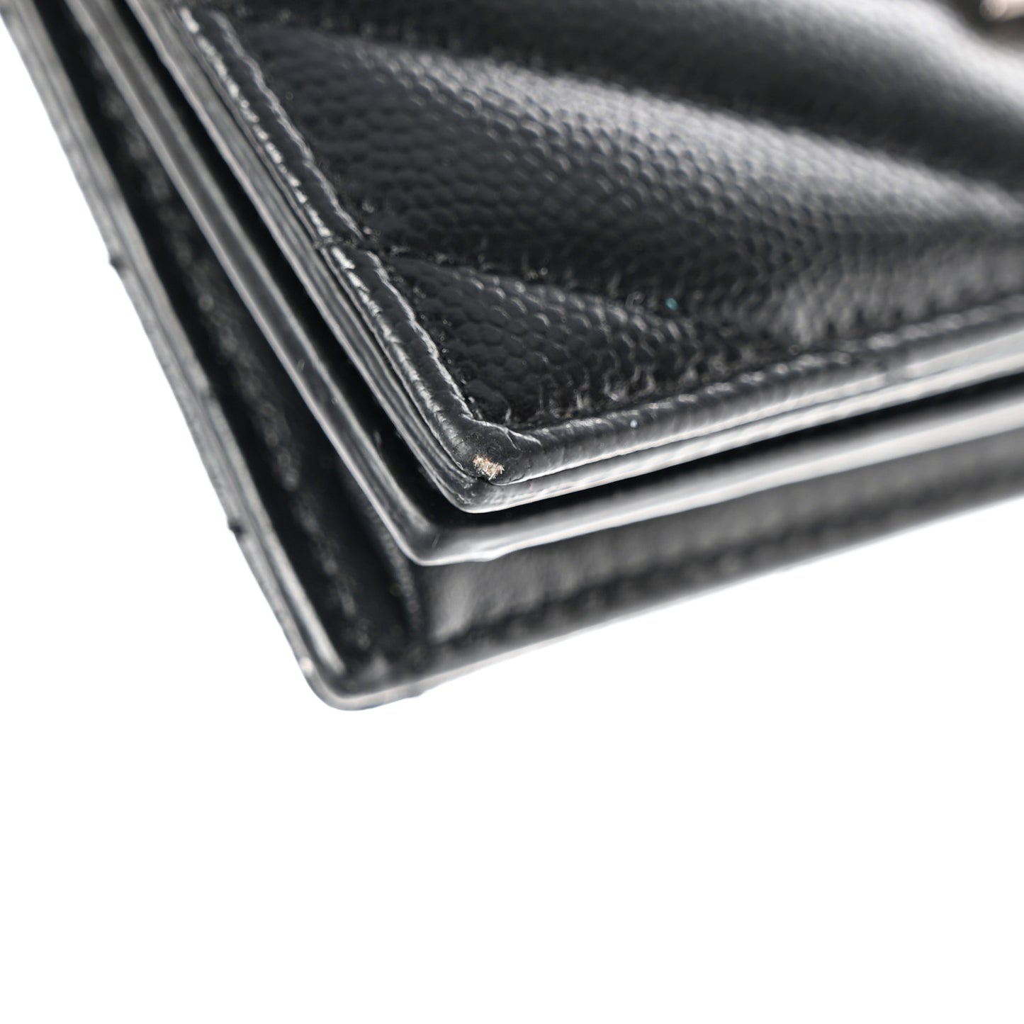 Grain De Poudre Matelasse Chevron Monogram Card Case Black