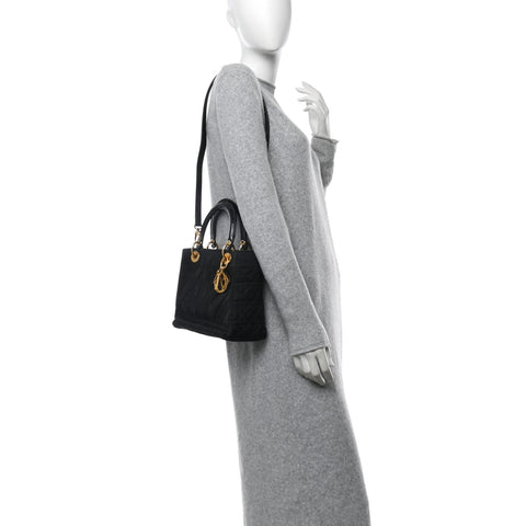 Nylon Cannage Medium Lady Dior Black