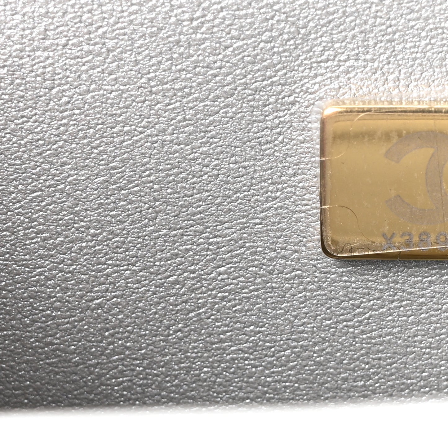Hammered Metallic Calfskin Quilted Small Double Flap Silver