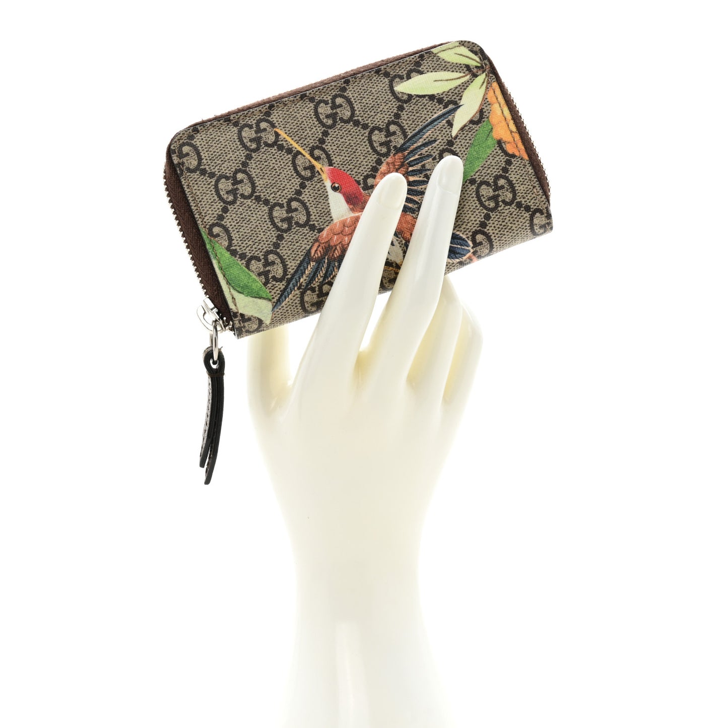 GG Supreme Monogram Tian Zip Around Card Case Wallet Beige Multicolor New Acero