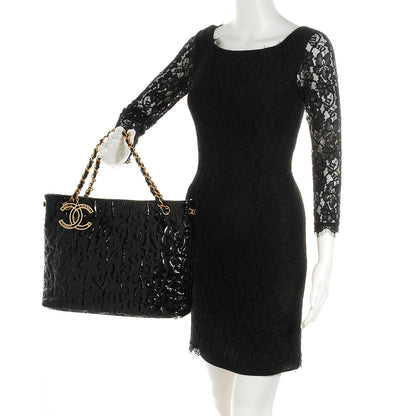 Chanel Crackled Patent Puzzle Tote Black 2 of 7