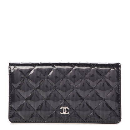 Chanel Striated Patent Yen Wallet Black 1 of 9