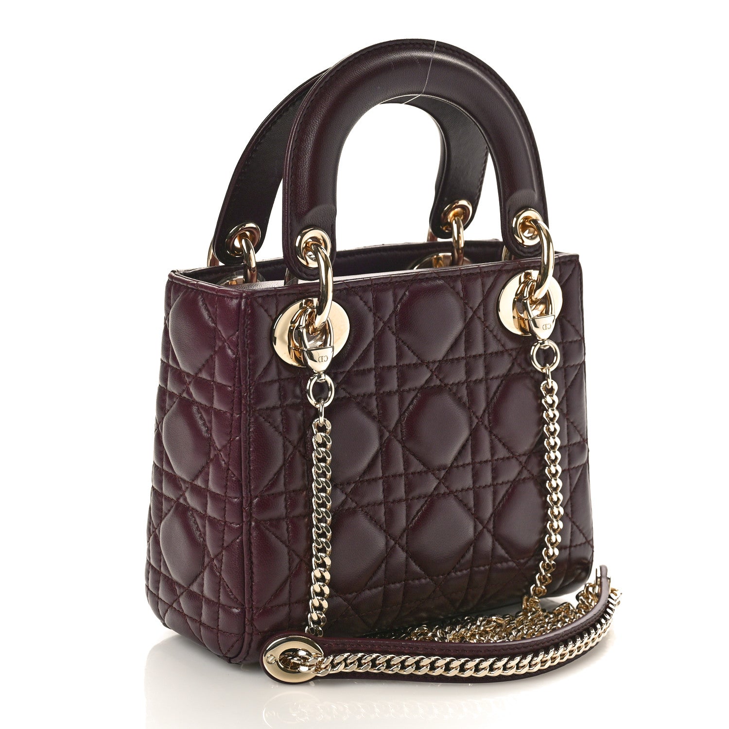 Christian Dior Lambskin Cannage Mini Lady Dior Plum 2 of 8
