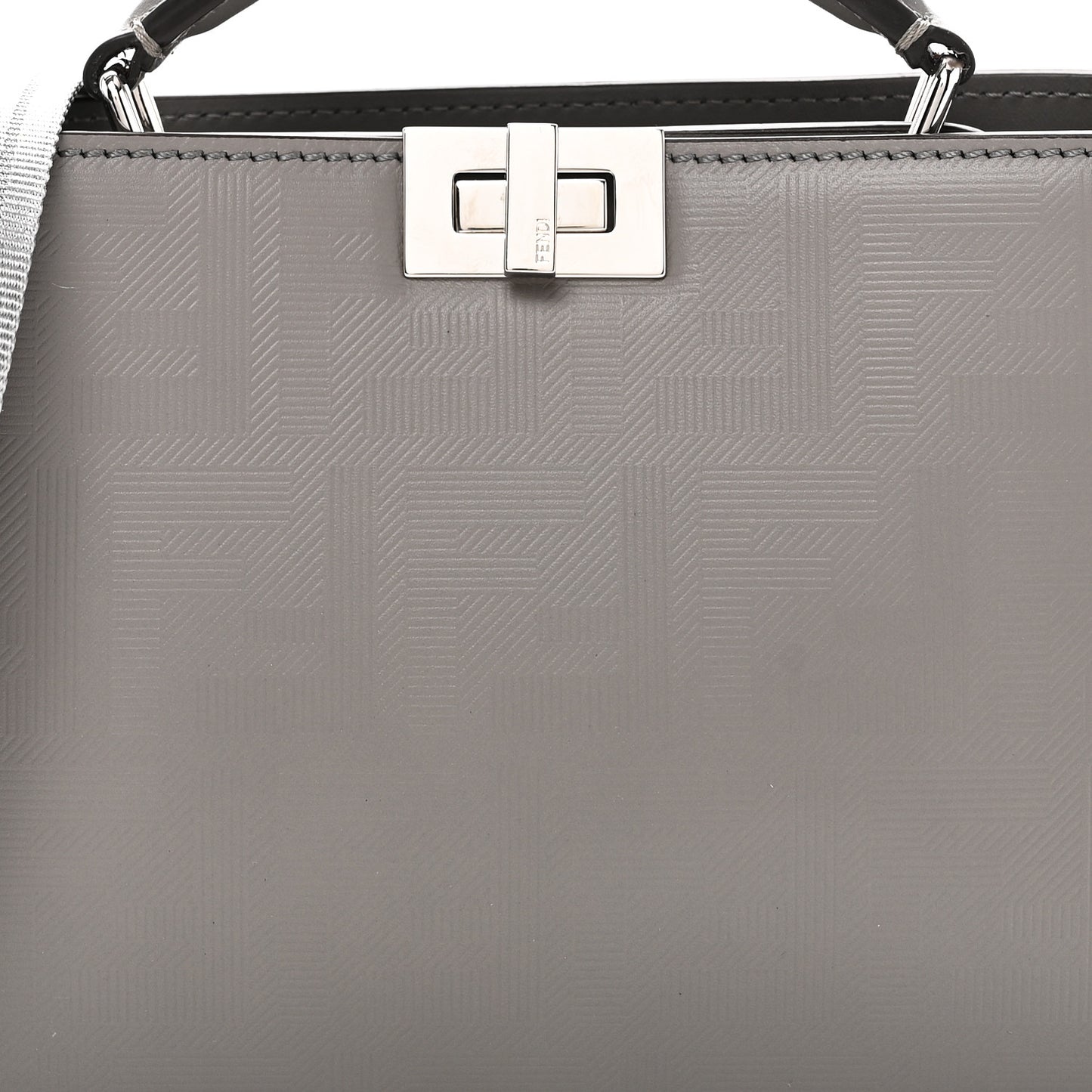 Calfskin Striped Texture FF Peekaboo I See U X Cross Satchel Moon Argilla
