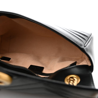 Gucci Calfskin Matelasse Small GG Marmont Shoulder Bag Black 5 of 11