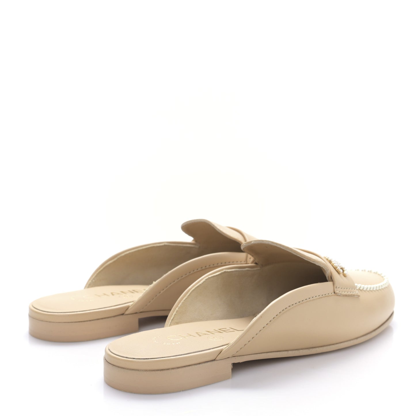 Lambskin Pearl CC Mules 37 Beige