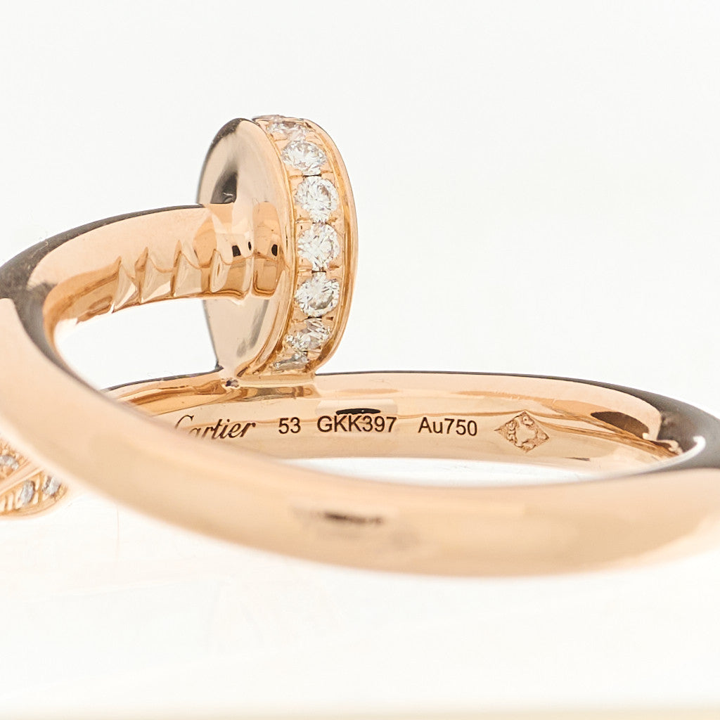18K Pink Gold Diamond Juste Un Clou Ring 53 6.25