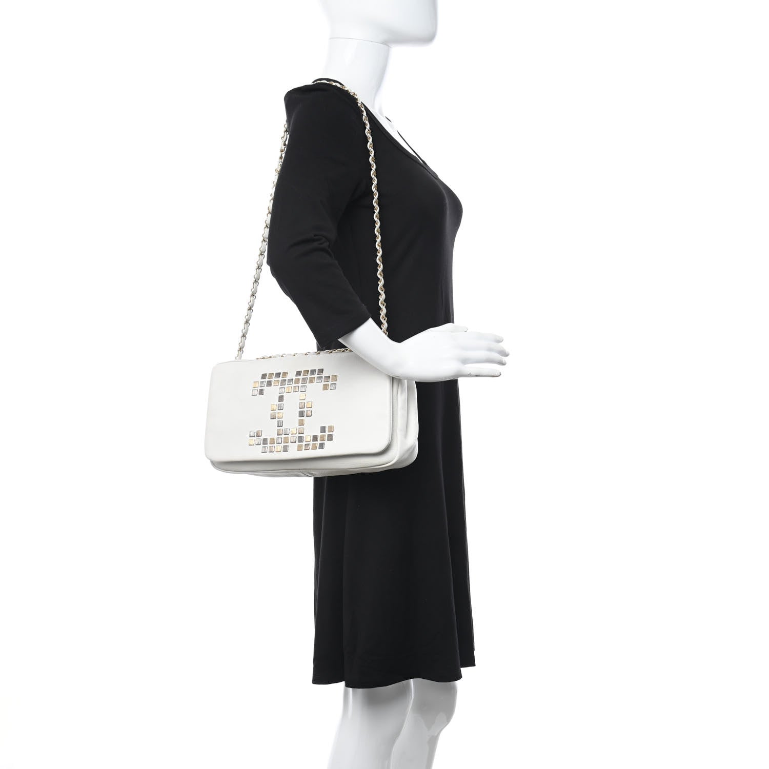 Chanel Calfskin Metal Mosaic Flap White 2 of 12