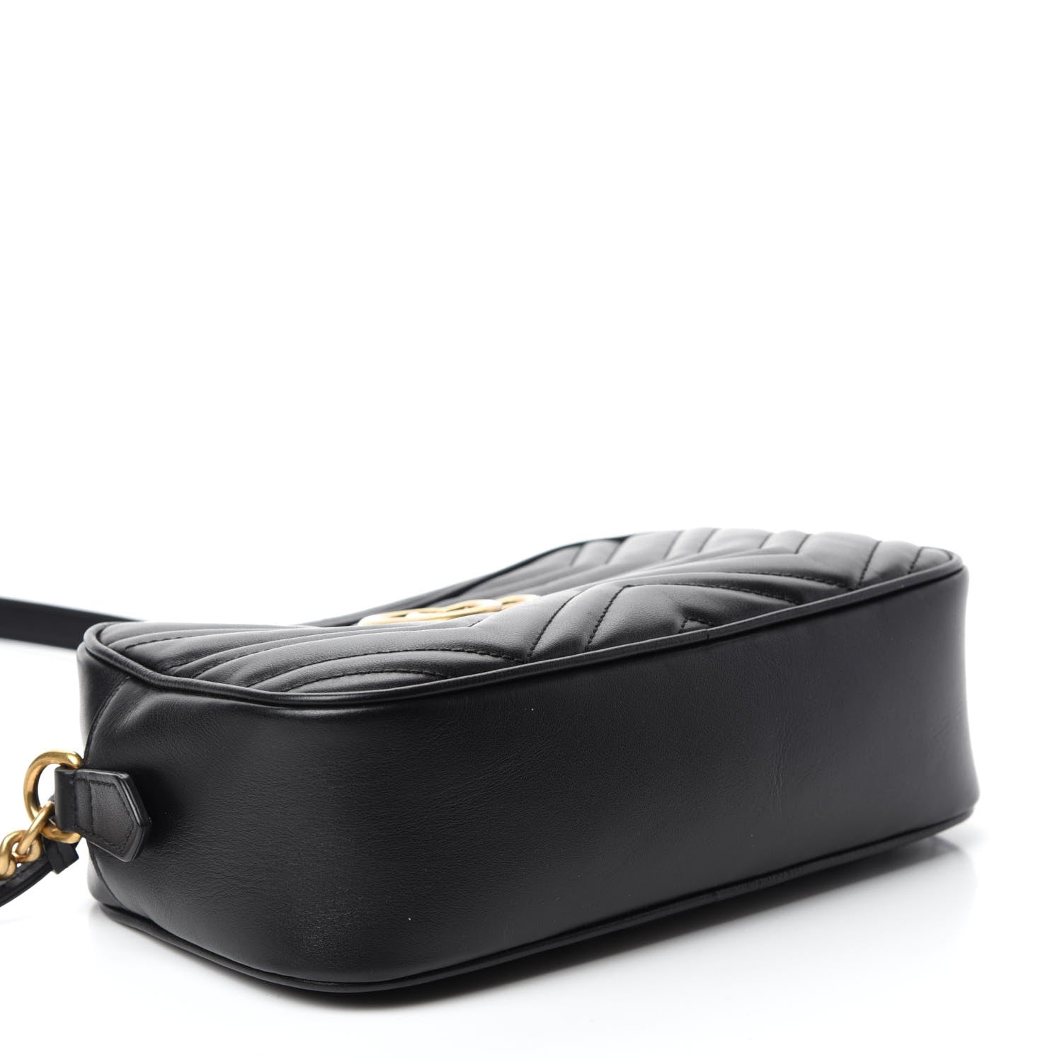 Gucci Calfskin Matelasse Small GG Marmont Chain Shoulder Bag Black 4 of 12