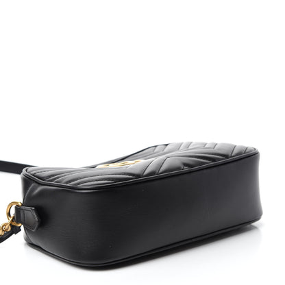 Gucci Calfskin Matelasse Small GG Marmont Chain Shoulder Bag Black 4 of 12