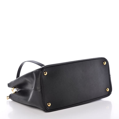 Prada Saffiano Crocodile Medium Galleria Double Zip Tote Black Rosso 4 of 8