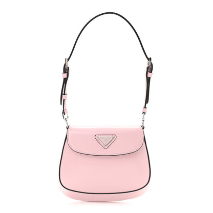 Prada Spazzolato Mini Cleo Flap Adjustable Strap Shoulder Bag Alabastro Black 1 of 9