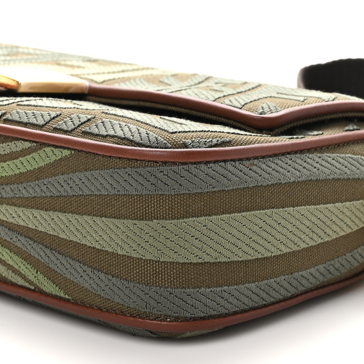 Fendi X SARA COLEMAN Canvas Vitello King FF Fish Eye Embroidered Baguette Amazzonia Ghianda 10 of 10