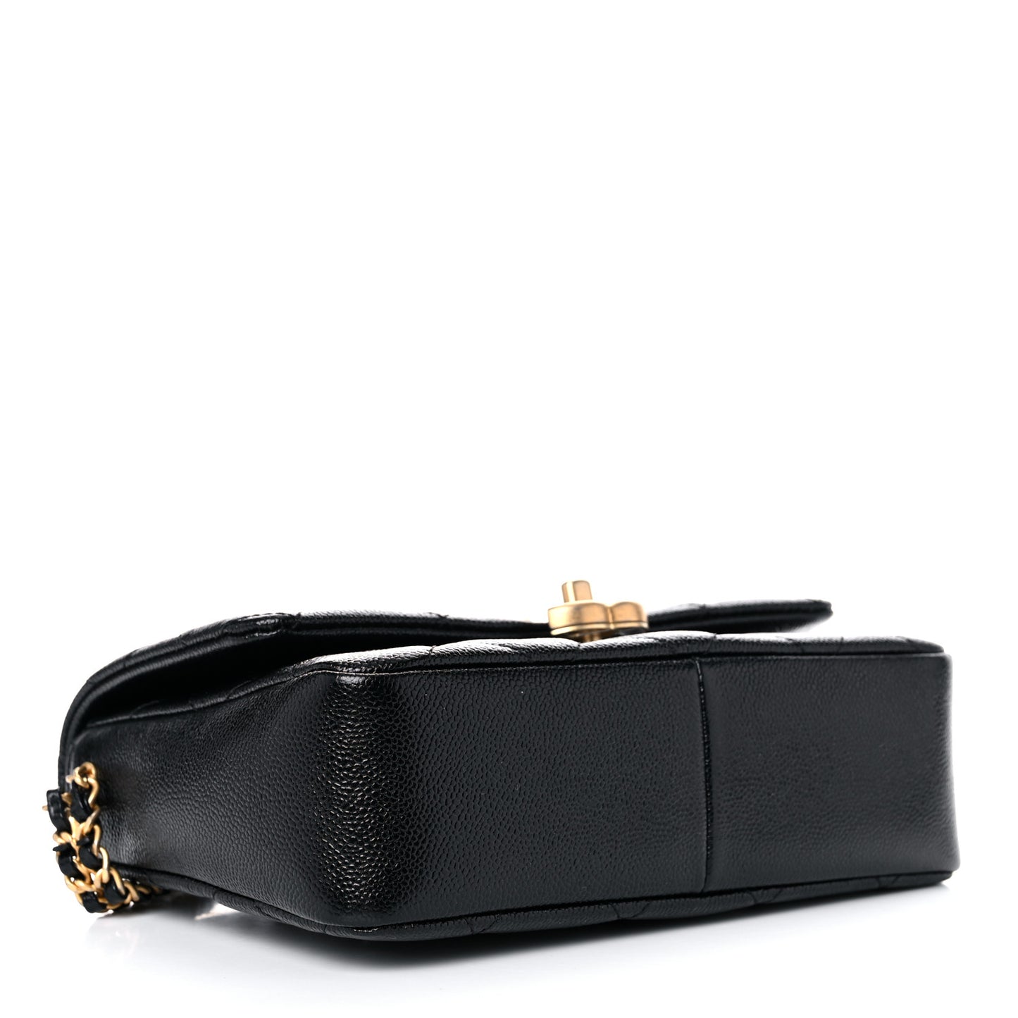 Shiny Caviar Quilted Small Chain Melody Flap Black