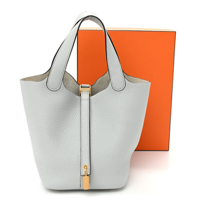 Hermes Taurillon Clemence Picotin Lock 18 PM Bleu Pale 12 of 12