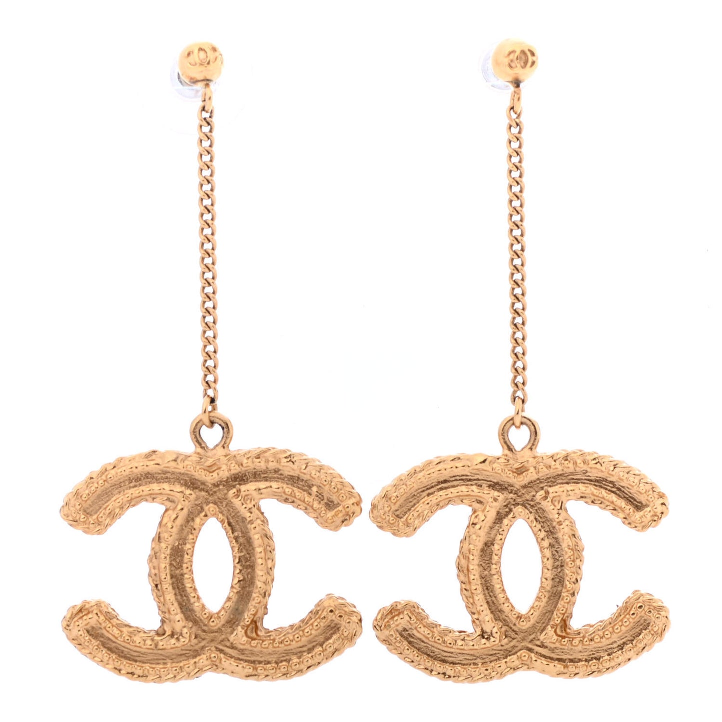 CC Drop Earrings Matte Gold