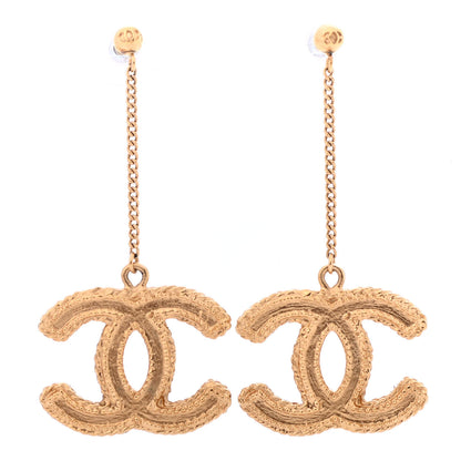 Chanel CC Drop Earrings Matte Gold 1 of 4