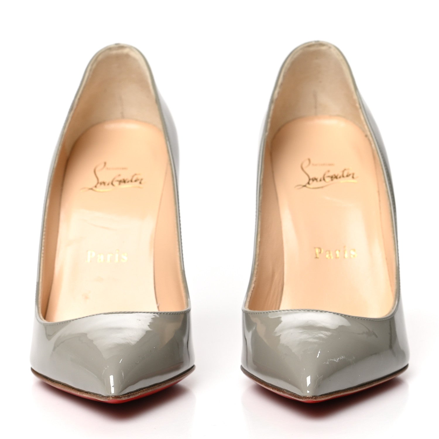 Christian Louboutin Patent Pigalle Follies 100 Pumps 36 Gris 2 of 7