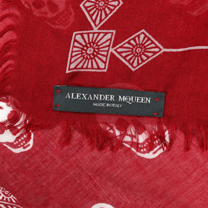 Alexander McQueen Modal Silk Skull Scarf Burgundy Pink 3 of 3