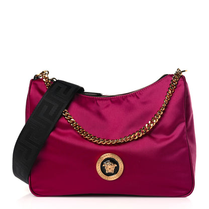 Versace Nylon Tribute Chain Crossbody Shoulder Bag Dark Pink Black 1 of 8